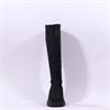 Miss Elastic Platform Wedge Long Boot - Black Stretch